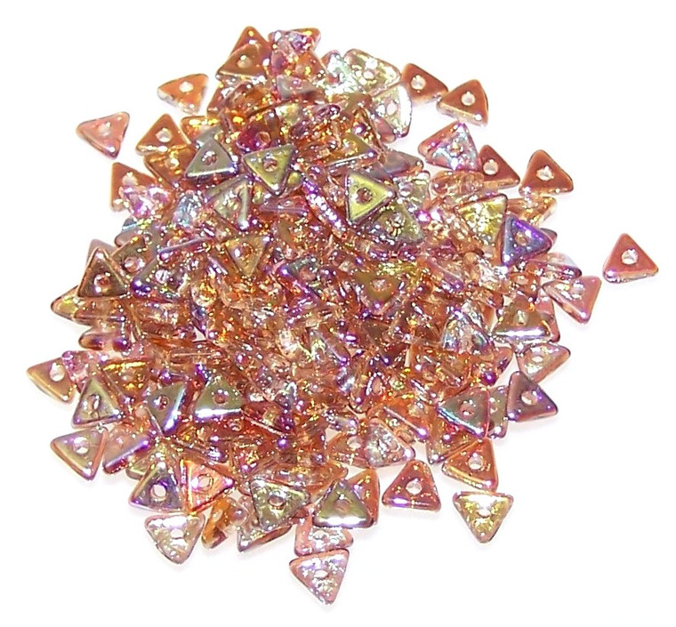 Czech Glass 4mm Tri-Beads - Crystal Brown Rainbow