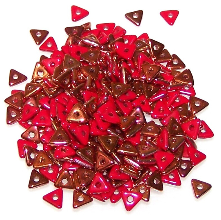 Czech Glass 4mm Tri-Beads - Opaque Red Sunset