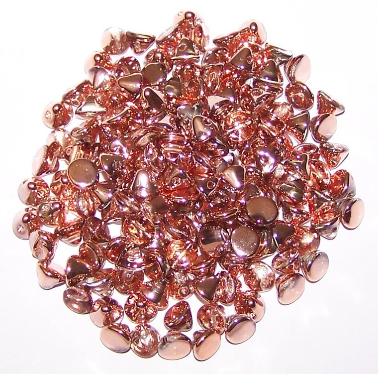 4mm Czech Glass Button Beads - Crystal Capri Gold