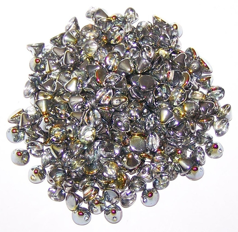 4mm Czech Glass Button Beads - Crystal Marea