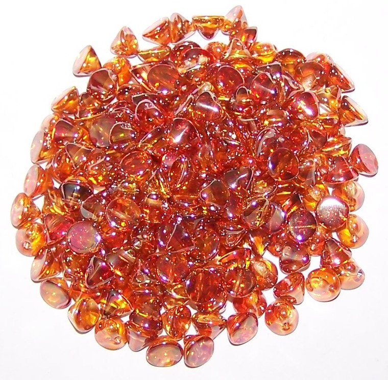 4mm Czech Glass Button Beads - Crystal Full Apricot Medium