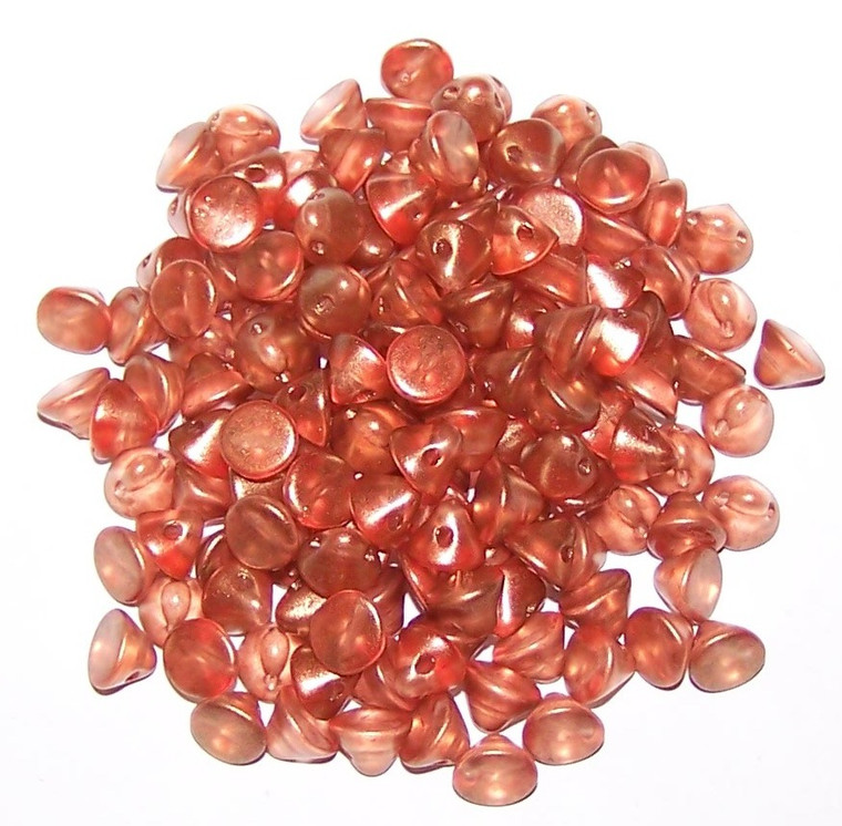 4mm Czech Glass Button Beads - Crystal GT Tangerine