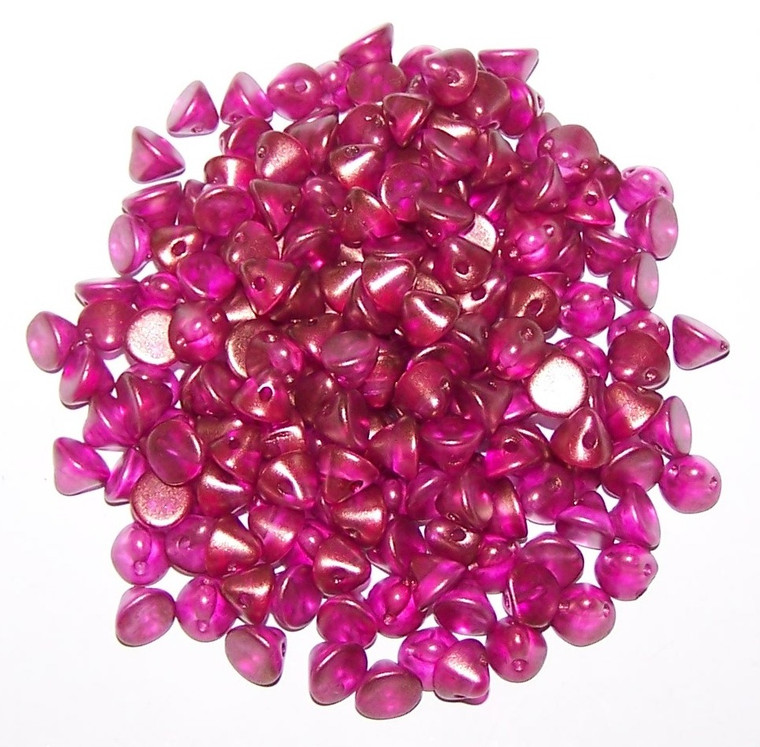 4mm Czech Glass Button Beads - Crystal GT French Rose