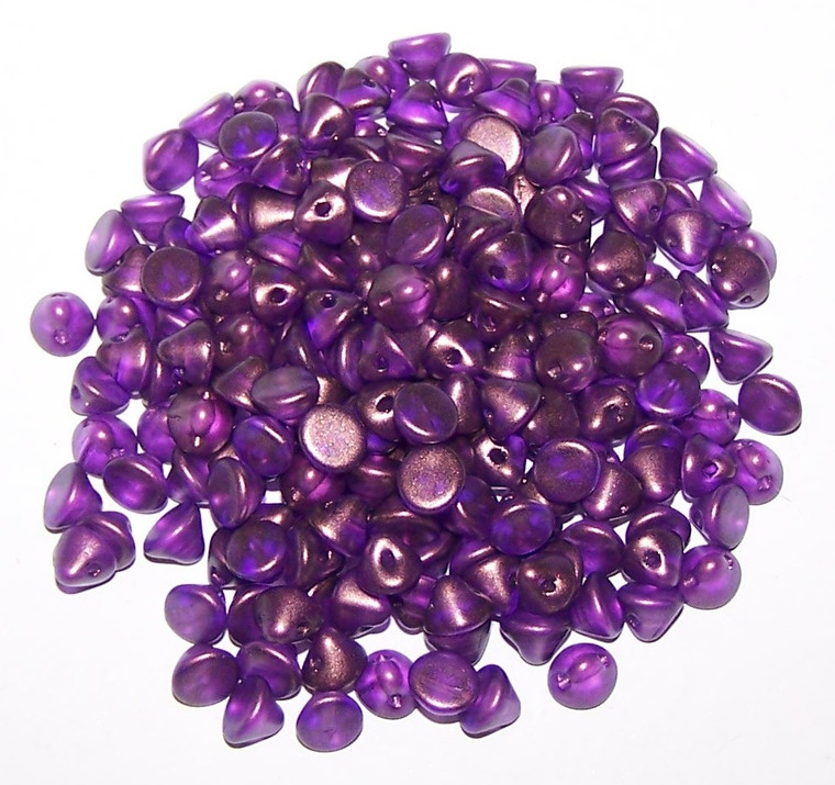 4mm Czech Glass Button Beads - Crystal GT Magenta