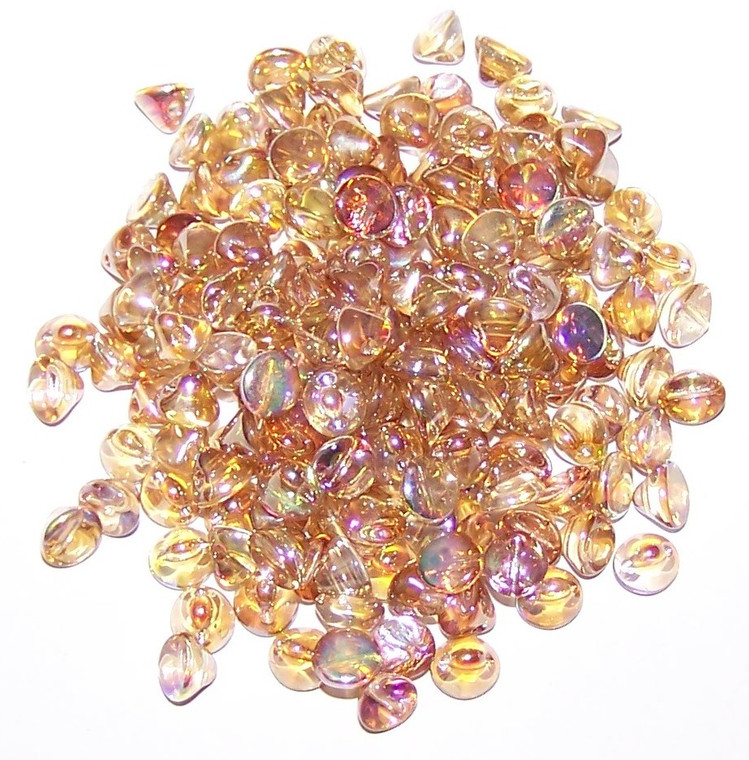4mm Czech Glass Button Beads - Crystal Brown Rainbow