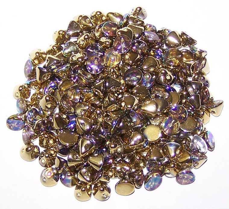 4mm Czech Glass Button Beads - Crystal Golden Rainbow