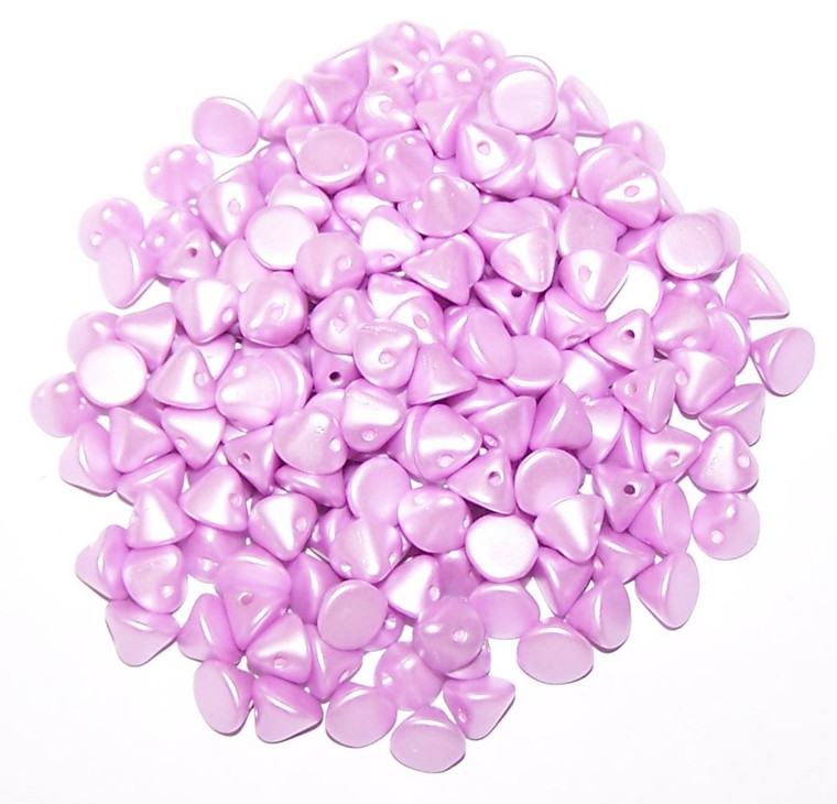 4mm Czech Glass Button Beads - Alabaster Pastel Light Rose