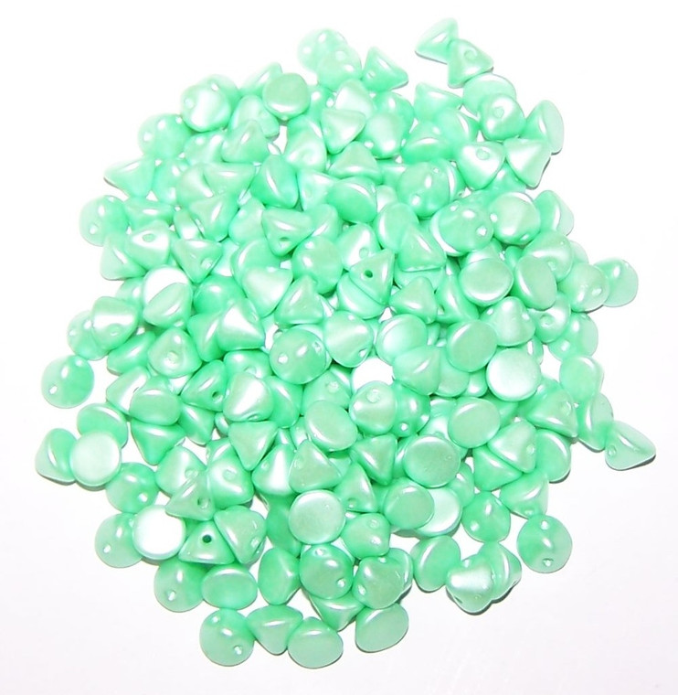 4mm Czech Glass Button Beads - Alabaster Pastel Light Green