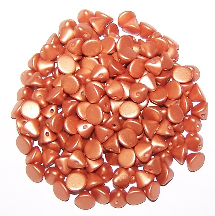 4mm Czech Glass Button Beads - Alabaster Metallic Copper