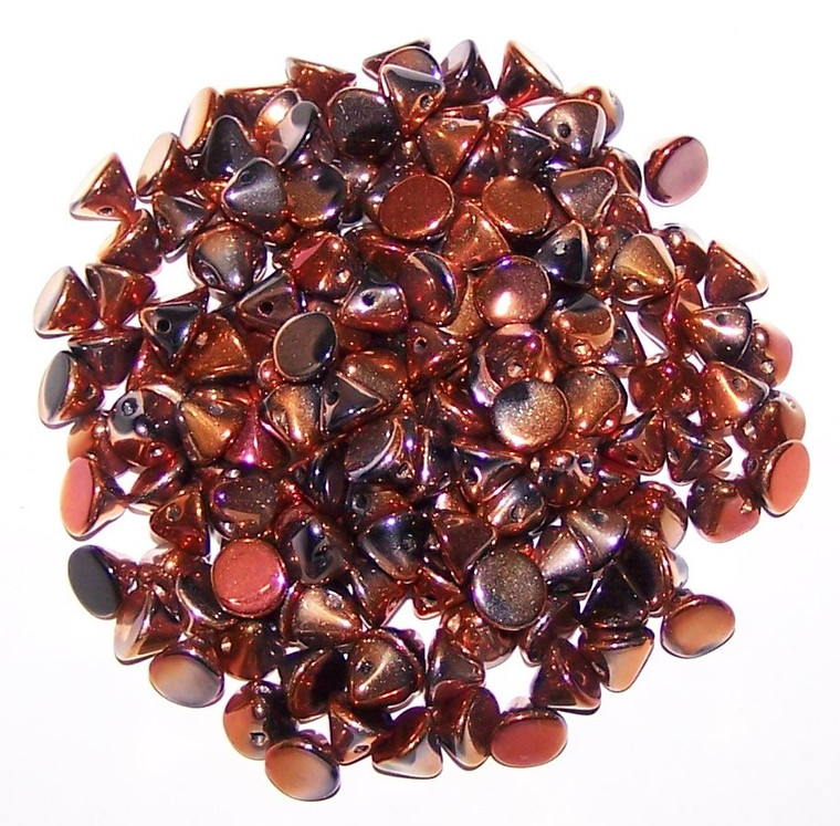 4mm Czech Glass Button Beads - Jet Sunset Full