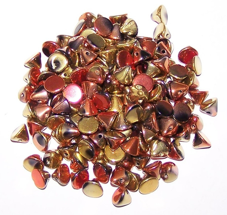 4mm Czech Glass Button Beads - Jet California Gold Rush
