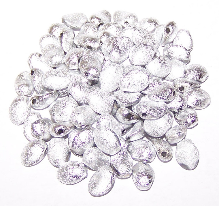 6x8mm Czech Glass Tulip Petal Beads - Etched Crystal Labrador Full