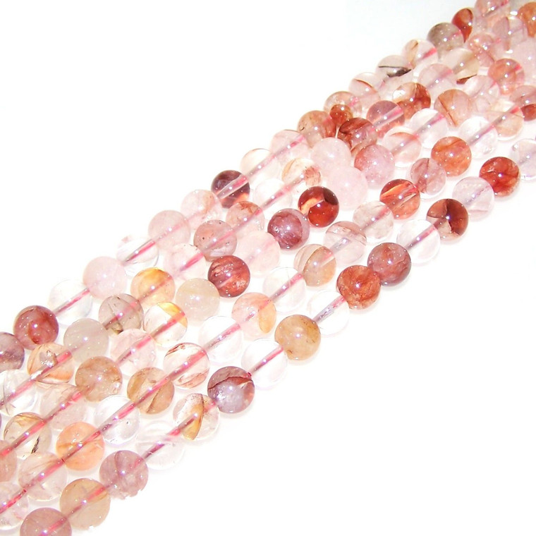 8mm Round Semiprecious Gemstone Beads - Red Crystal Quartz