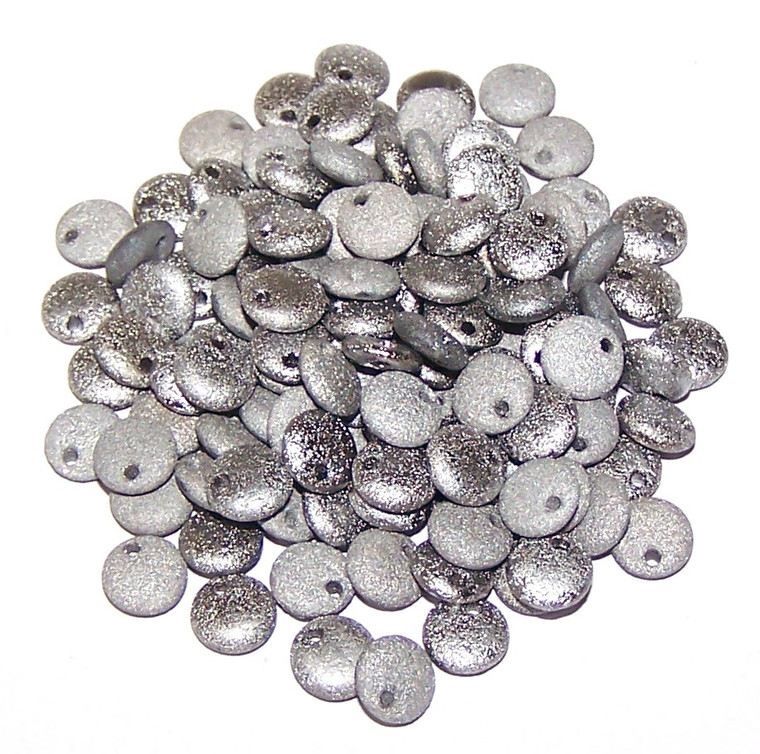Czech 1-Hole 6mm Lentil Beads - Crystal Etched Chrome Full