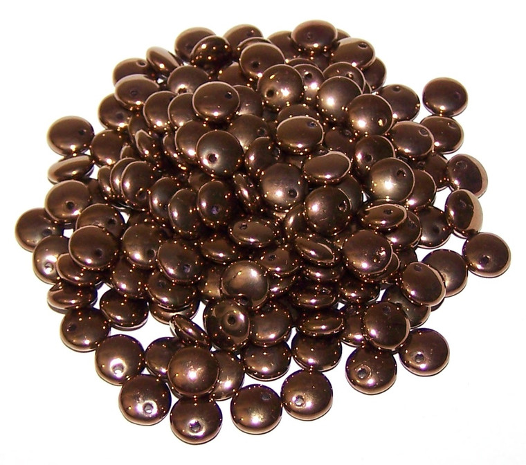 Czech 1-Hole 6mm Lentil Beads - Jet Bronze