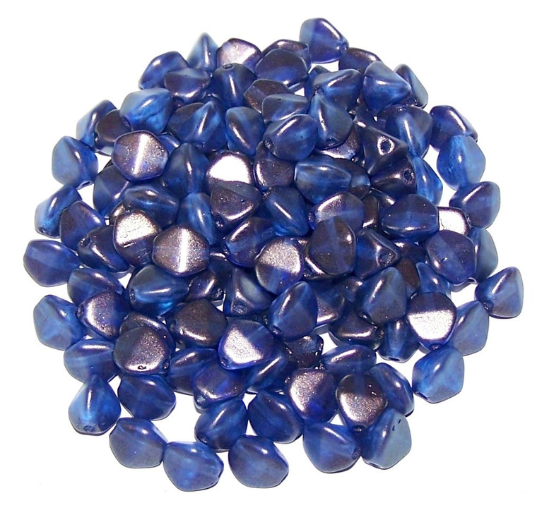 Czech 7mm Pinch Beads - Crystal GT Cerulean Blue