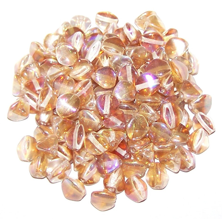 Czech 7mm Pinch Beads - Crystal Brown Rainbow