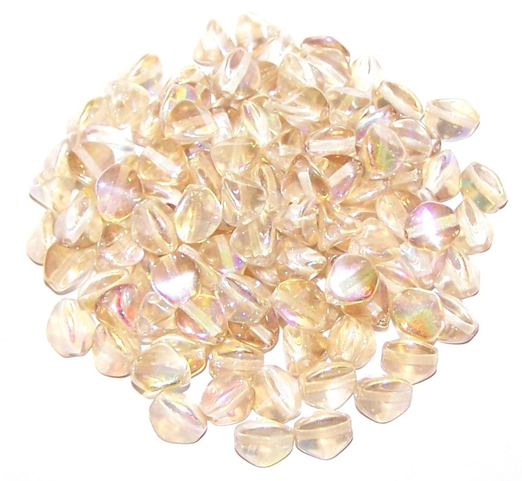 Czech 7mm Pinch Beads - Crystal Lemon Rainbow