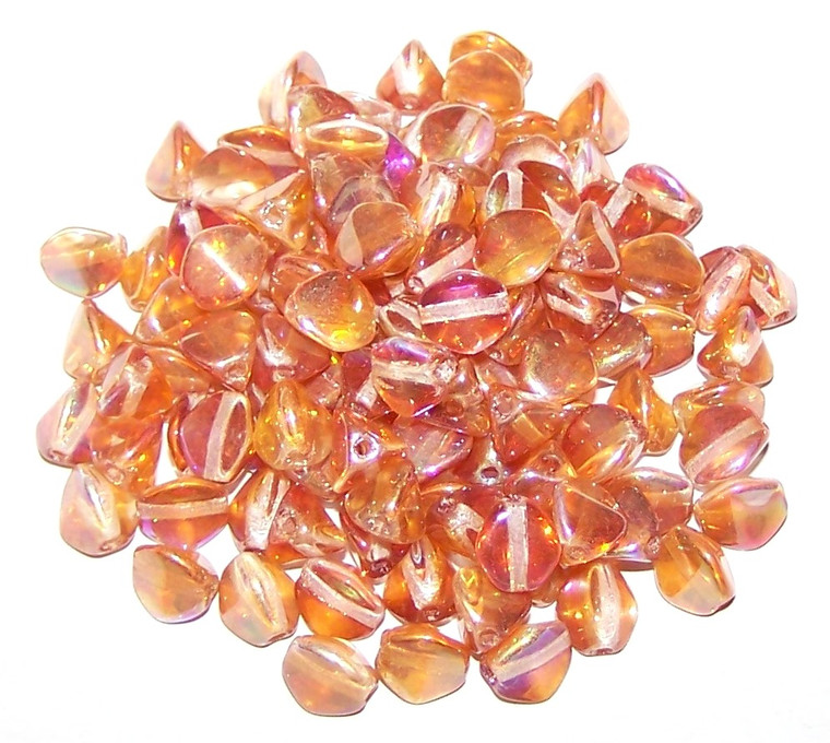 Czech 7mm Pinch Beads - Crystal Orange Rainbow