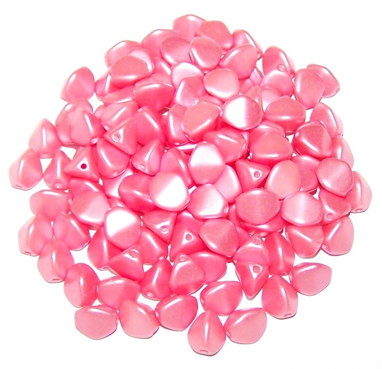 Czech 7mm Pinch Beads - Alabaster Pastel Light Coral