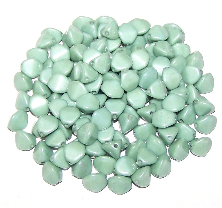 Czech 7mm Pinch Beads - Chalk White Teal Luster