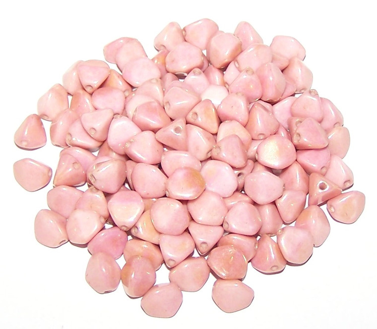 Czech 7mm Pinch Beads - Chalk White Red Luster