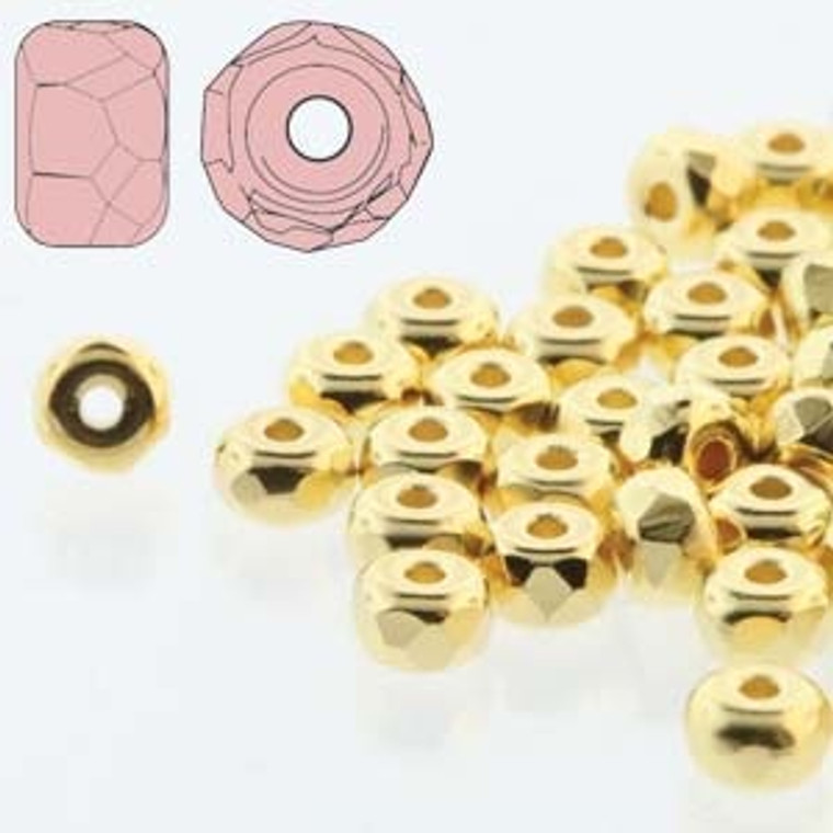 2.2x3mm Czech Glass Faceted Micro Spacers - 2Kt Gold Plated