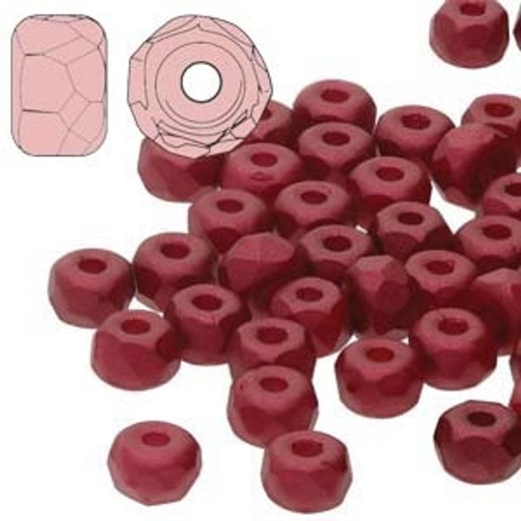 2.2x3mm Czech Glass Faceted Micro Spacers - Dark Red