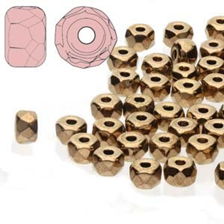 2.2x3mm Czech Glass Faceted Micro Spacers - Light Metallic Bronze