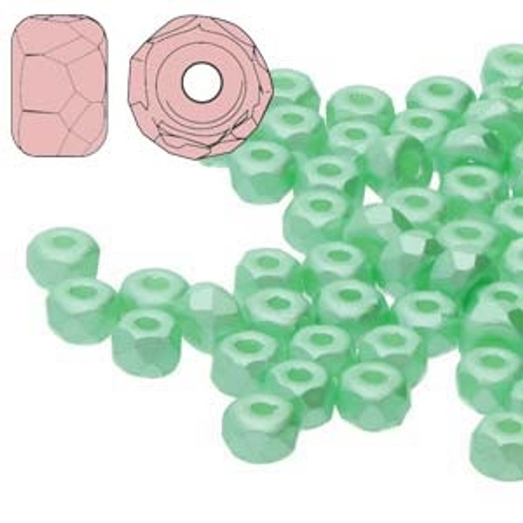 2.2x3mm Czech Glass Faceted Micro Spacers - Pastel Light Green