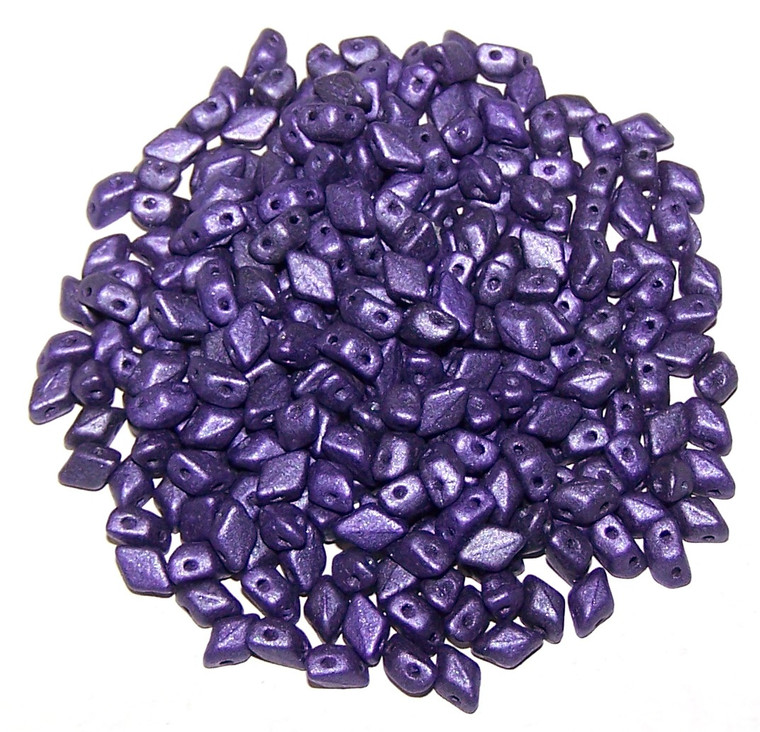 MINI GemDuo 2-Hole Czech Glass 4x6mm Beads - METALLIC SUEDE PURPLE