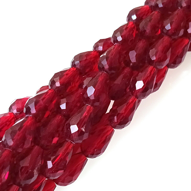 15x10mm Glass Crystal Teardrops - Ruby Red