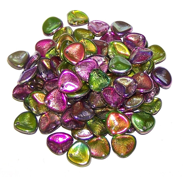 Czech Glass 8x7mm Rose Petal Beads - Crystal Magic Orchid