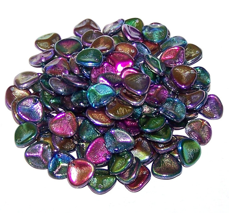 Czech Glass 8x7mm Rose Petal Beads - Crystal Magic Blue