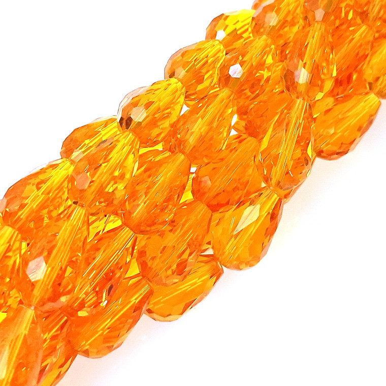 15x10mm Glass Crystal Teardrops - Orange Topaz