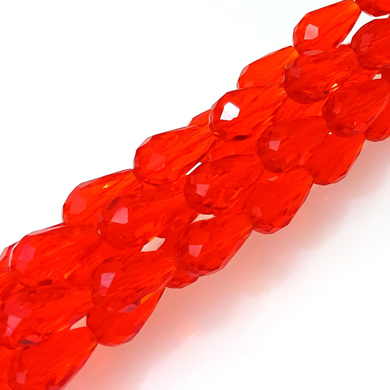 15x10mm Glass Crystal Teardrops - Bright Red