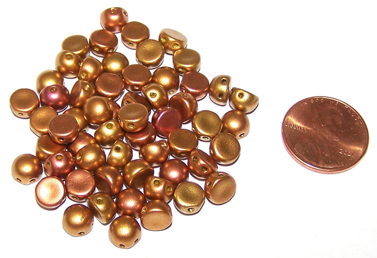6mm Czech Glass 2-Hole Cabochon Beads - Metallic Mix