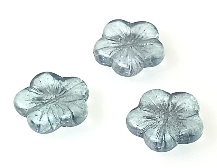 Crystal Medium Blue Luster 20mm Hibiscus Flower Beads