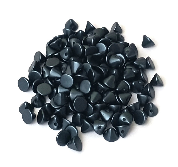 5 Grams of 4mm Czech Glass Button Beads - Pastel Dark Grey