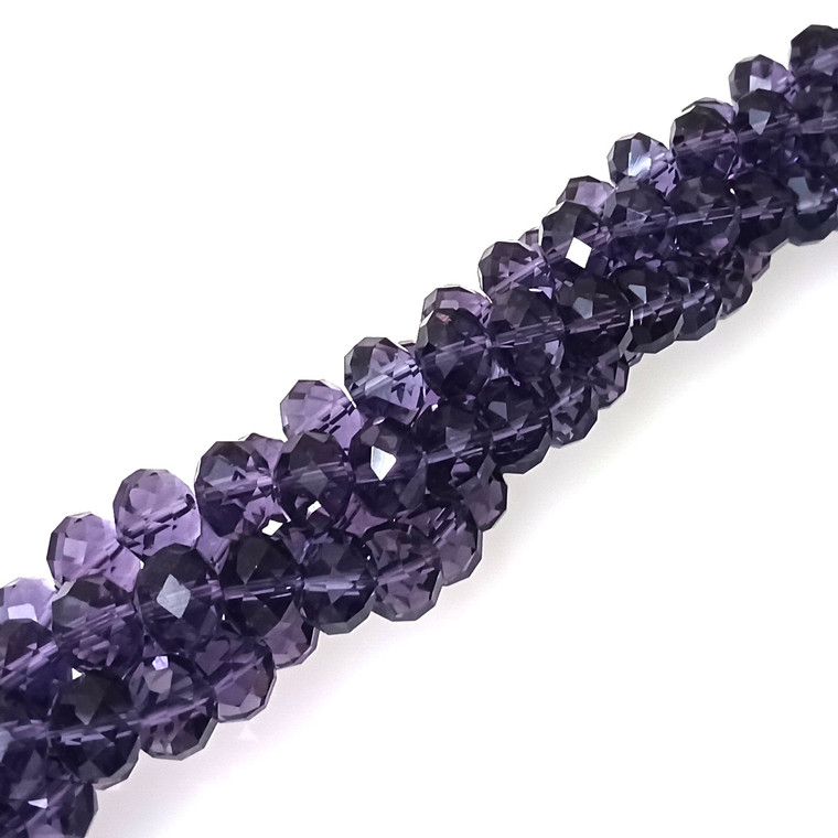 1 Strand of Plum 12x9mm Glass Crystal Rondelles
