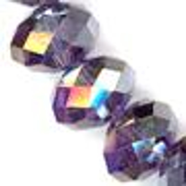 Plum AB 12x9mm Glass Crystal Rondelles