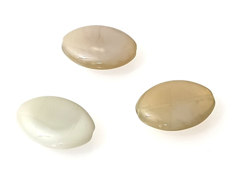 Czech Glass Pressed Mixed Beige 14x20mm Oval Beads