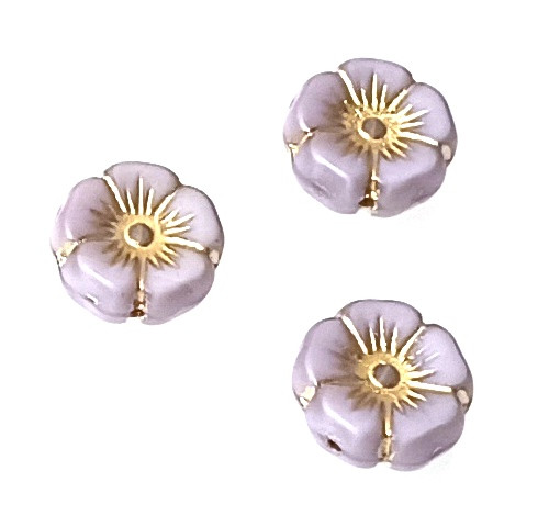 Violet Silk Gold Inlay 12mm Hawaii Flower Beads