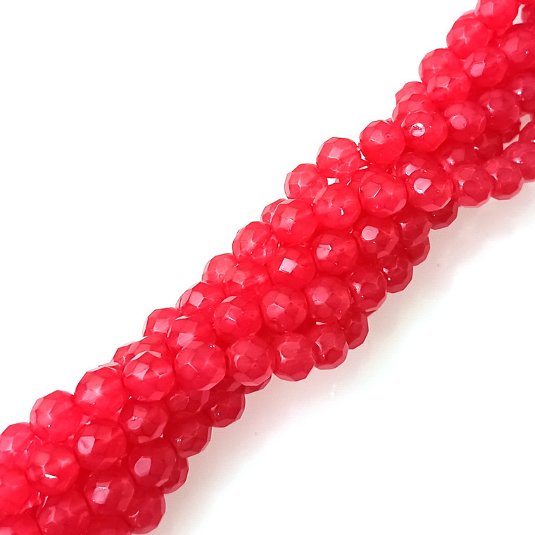 Milky Red 8mm Czech Glass Fire-Polished Beads