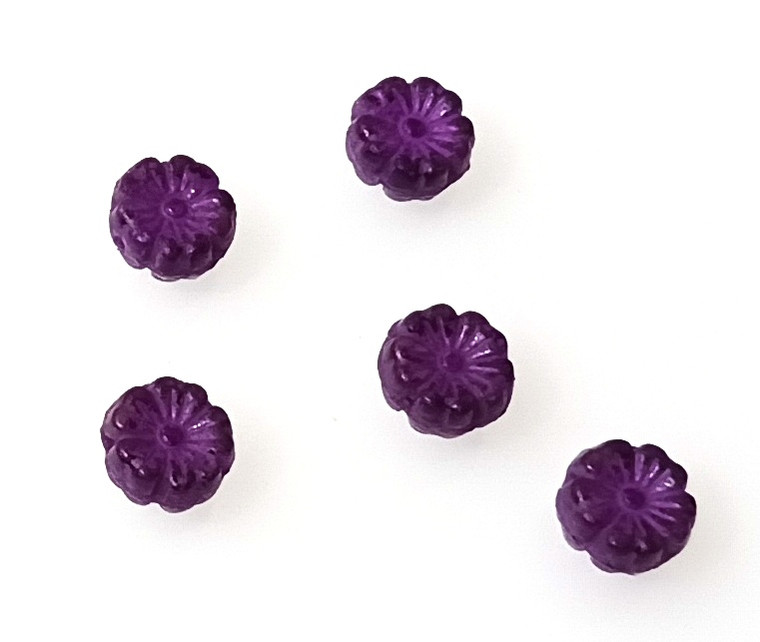 Czech Glass 8mm Hawaii Flower Beads - Amethyst Purple Inlay