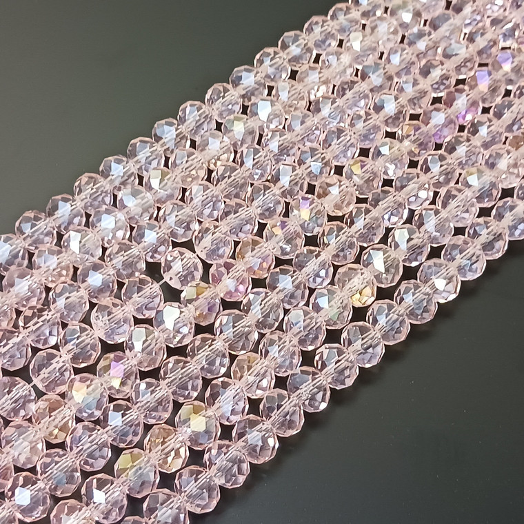 Pink AB 8x5mm Crystal Rondelles