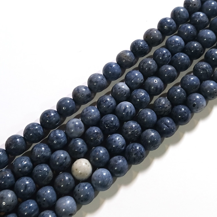 Blue Coral 8mm Round Semiprecious Gemstone Beads