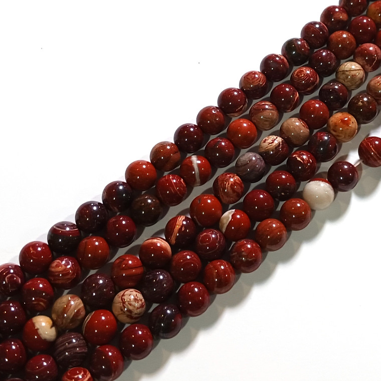 8mm Round Semiprecious Gemstone Beads - Red Skin Jasper