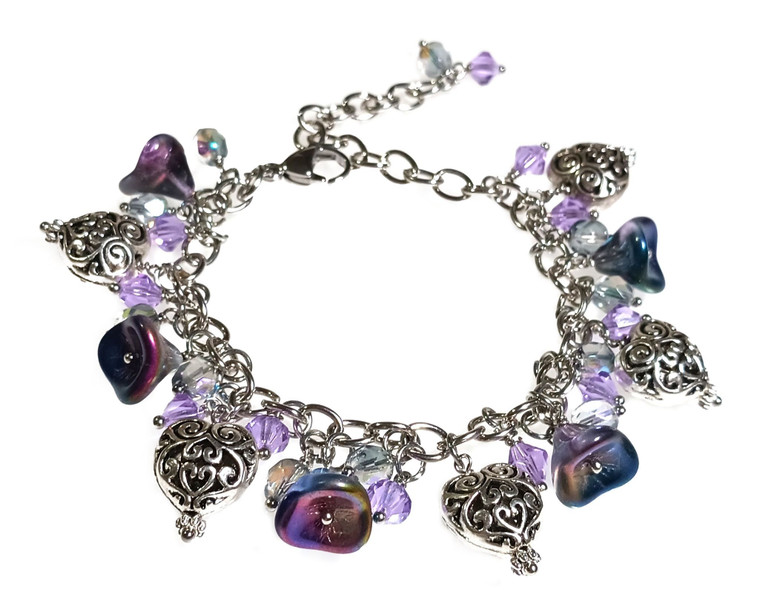 Violet Hearts DIY Beaded Bracelet Jewelry Making Kit