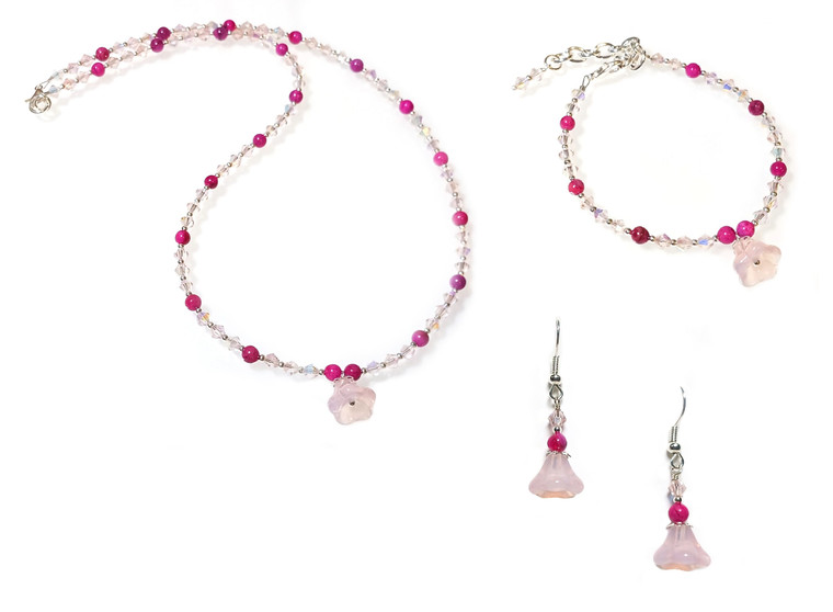 Dainty Pink Flower DIY Beaded Jewelry Making Set